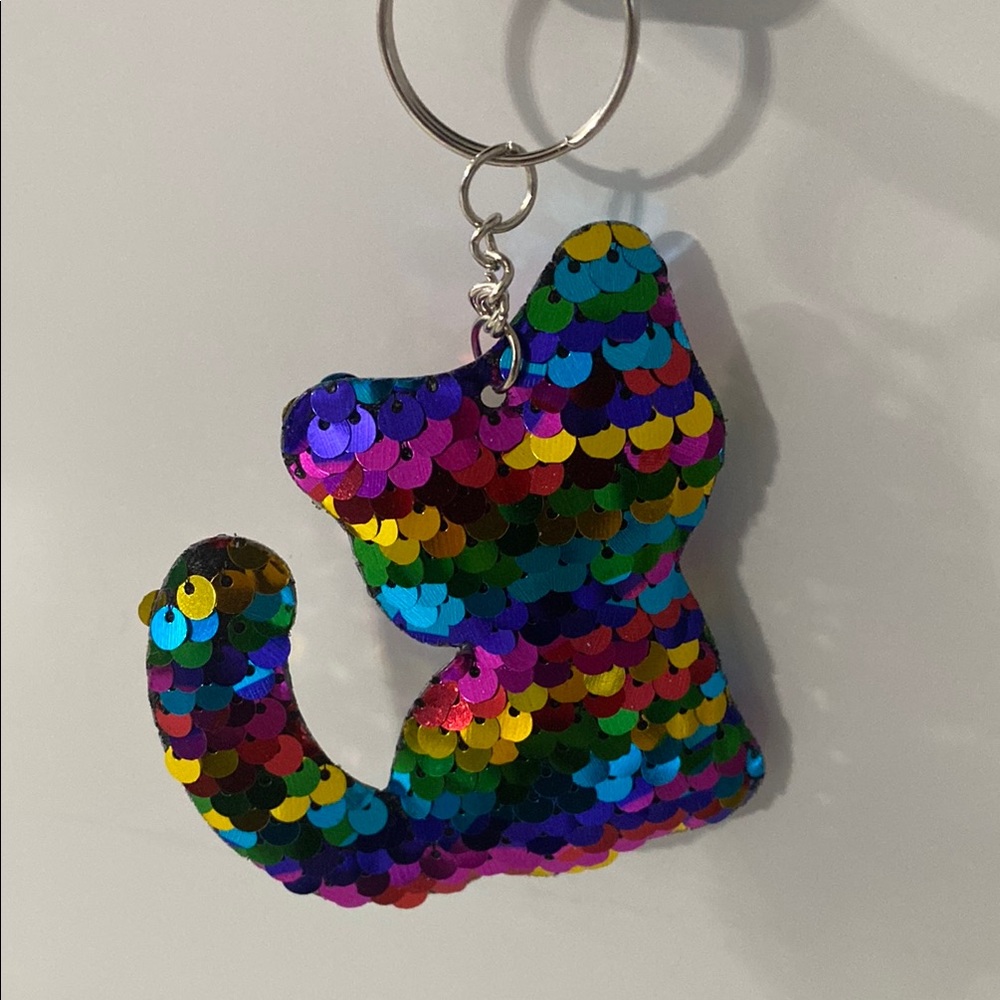 Sequin colorful cat keychain